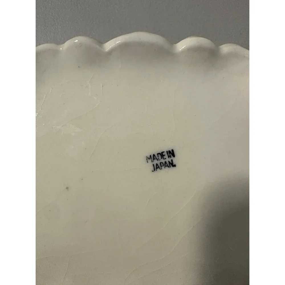 VTG Made in‎ Japan Floral Ceramic Planter Scalloped Rectangular Footed Pot
